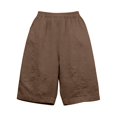 thumbnail image 4 of Endives Womens Linen Short Loose Solid Color Cotton Linen Pant Loose Below the Knees Elastic Waist Pants Khaki, 4 of 4