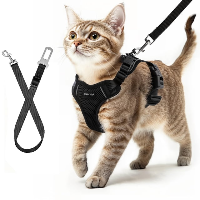Arnés y correa para gatos MHHYQF para caminar, arnés de coche para gatos, negro