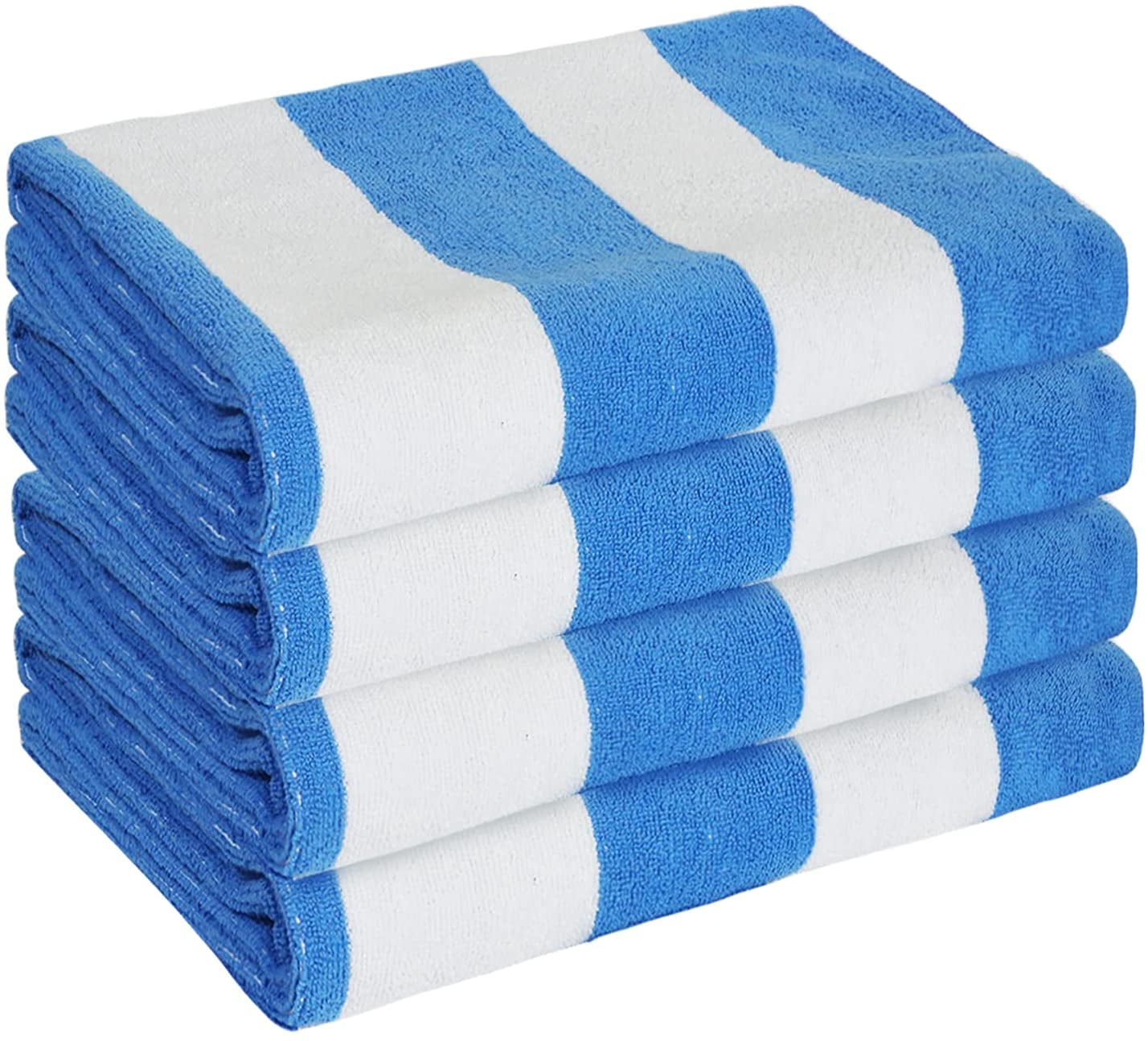 2 PCS Cabana Beach Towels 70 x 140CM Extra Large Striped Coral Velvet Bath Towel 