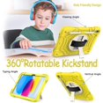thumbnail image 6 of BMOUO Case for iPad 11th Generation (A16) 11 Inch 2025 / iPad 10th Generation 10.9" 2022 Protective Case with Screen Protector 360°Rotating Stand and Hand / Shoulder Strap, Yellow, 6 of 8