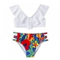 thumbnail image 3 of BULLPIANO Girls' Swimsuits Two-Piece Swimsuit Bikini Swimsuit Floral Printing Bikini Set Haler Sport Bikini ,Size 7-8 Years, 3 of 6