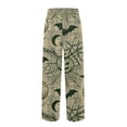 thumbnail image 4 of GrmtClth Soft Drawstring Pocket Men Loungewear Trousers Stretch Halloween Crow Pumpkin Leaf Pajama Pants Elastic Waist Sleep Bottoms Casual Joggers Green 2XL, 4 of 5