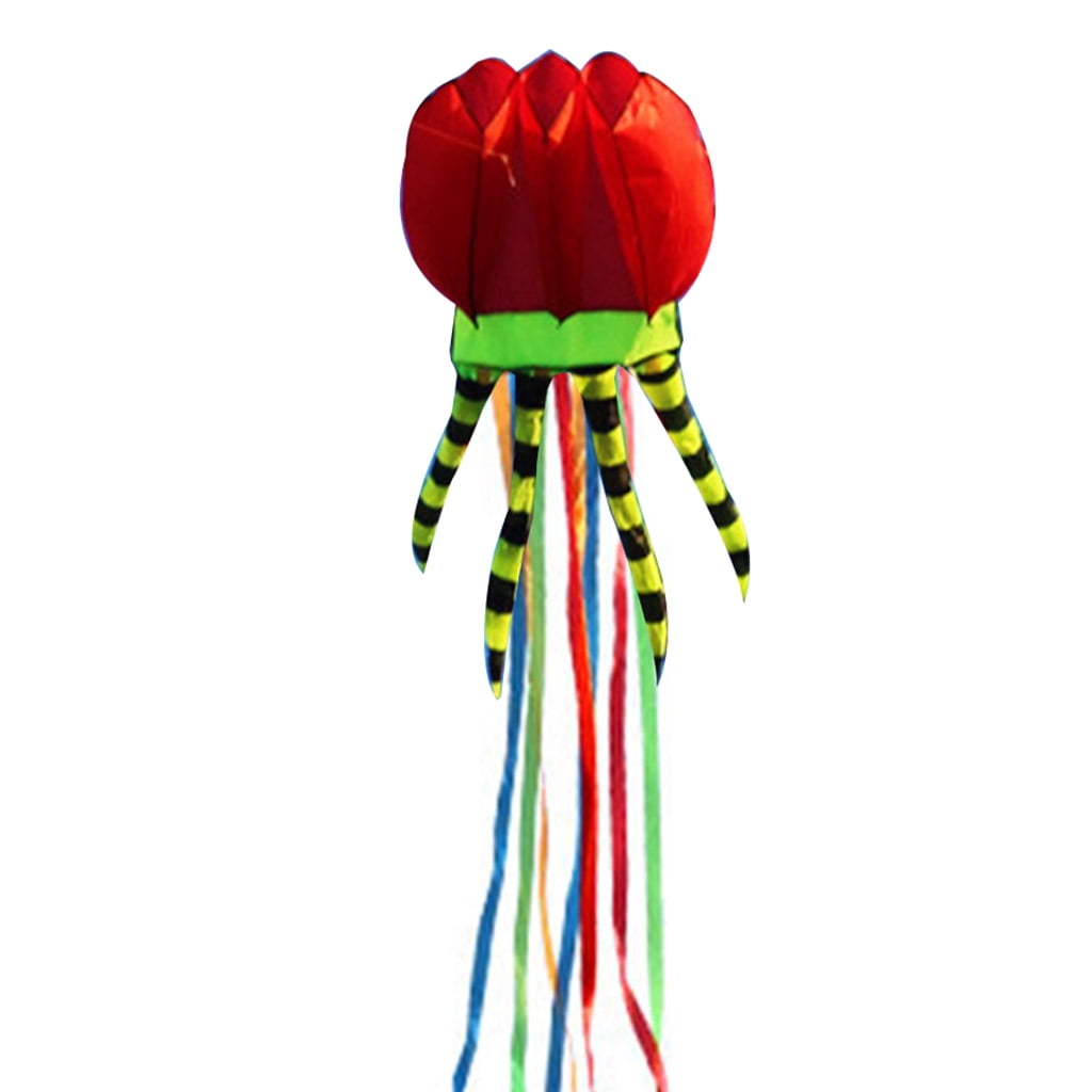 ZPAQI Nylon Long Tail Fish Kite Large 3D Octopus Wind Kite Parent-Child Entertainment