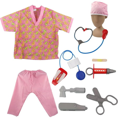 TopTie Doctor Nurse Role Play Set Dress Up Surgeon Costumes Set For Kids Great Gift Idea-Nurse-S