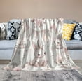 thumbnail image 6 of Vintage Easter Pink Rabbit Pattern Throw Blanket for Winter Bedding Couch And Gift 50"x60" Cute Bunny Rabbit Floral Easter Decorations Home Décor Fuzzy Warm And Cozy Throws Flannel Blanket, 6 of 8