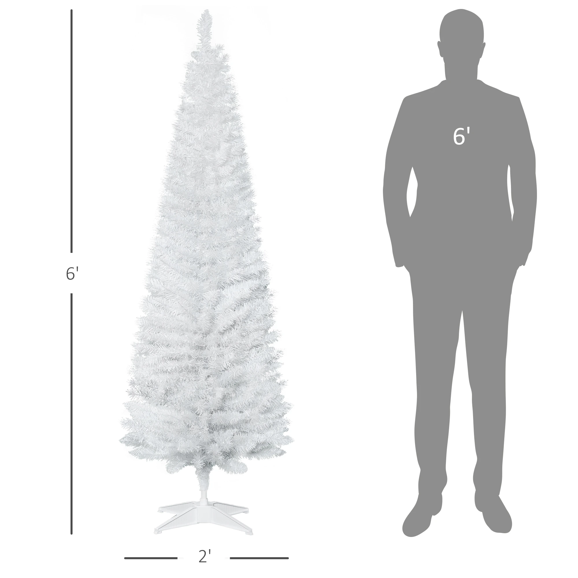 Astoutdoor 6 ft White Artificial Christmas Tree with 390 Tips and Detachable Plastic Base
