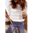 thumbnail image 6 of Women's White Hollow Out Knit Dolman Sweater – Casual Round Neck Short Sleeve for Summer Style | XL, 6 of 9
