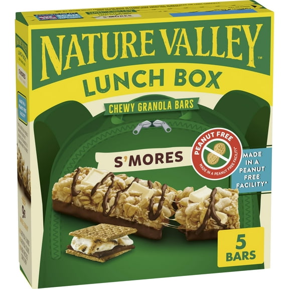 Pack of 2 - Nature Valley Lunch Box Chewy Granola Bars, Smores, Peanut Free, 5 Bars, 4.6 Oz