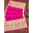 thumbnail image 2 of AlchemicLiving Rani Pink Woven Paithani Banarasi Silk Dupatta/Chunni for Women Floral Print Zari Dupatta for Girls Size: 1M x 2.3M, 2 of 2