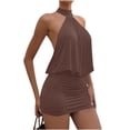 thumbnail image 3 of Pounoo Women's Party Dresses Halter Neck Sleeveless Bodycon Dress With Ruched Design Nightclub Style Comfortable Stretchy Breathable Short Sundresses Gift, 3 of 7