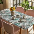 thumbnail image 3 of Palm Leaves Table Cloths for 3 Foot Rectangle Tables, Turquoise Tropical Leaf Botanical Retro Spring Patio Waterproof Elastic Fitted Tablecloths, Washable Rectangular Table Cover for Camping, 3 of 8