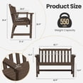 thumbnail image 3 of MUCHENGHY 48" Outdoor Garden Bench, 550lbs Weatherproof HDPE Porch Seat, Brown, 3 of 8
