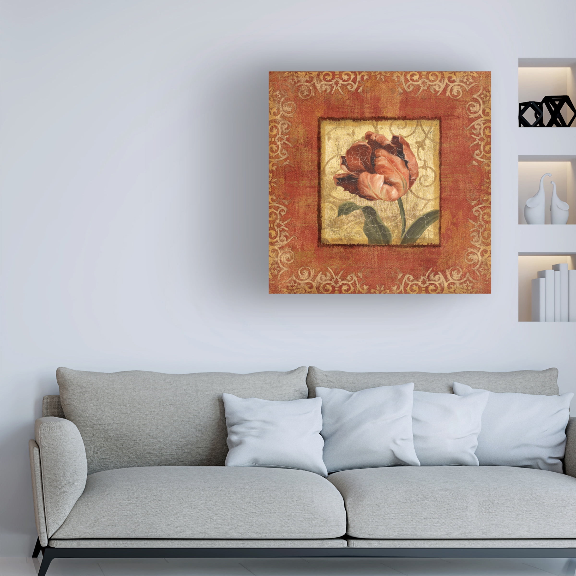 Trademark Fine Art Lisa Audit Red and Gold Flower II Canvas Wall Art - 14x14