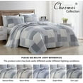 thumbnail image 4 of Chezmoi Collection Anderson 3-Piece Printed Gray White Plaid Checkered Patchwork Quilt Set, King, 4 of 5