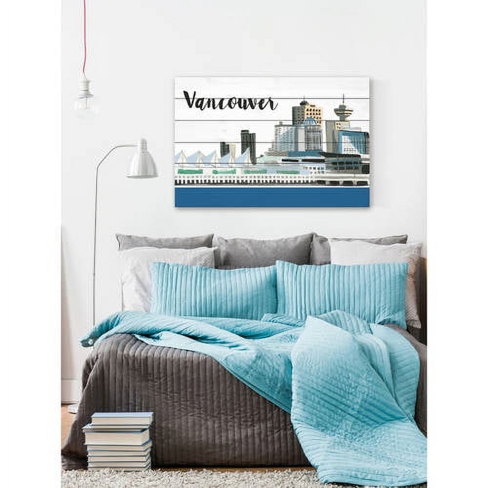 Marmont Hill 'Vancouver Skyline' by Molly Rosner Painting Print on White Wood