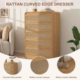 thumbnail image 2 of Commode en Rotin de 31 Pouces de Hauteur avec 5 Tiroirs, Commode Moderne pour Chambre, Salon, Couloir, 2 of 8
