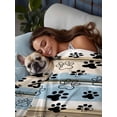 thumbnail image 3 of Blue Dog Paw Print California King Size Flat Sheet, Wrinkleproof & Fadeproof Cooling Flat Bed Sheet Only, Vintage Farmhouse Rustic Wooden Grain Breathable Soft Bedding Top Sheets 108 x 98 Inches, 3 of 8