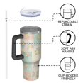 thumbnail image 4 of 40oz Pioneer Flower Floral Print Pattern Insulated Tumbler with Handle, BPA-Free Leak Proof Lid and Straws, Double Wall Vacuum, Hot 12h/Cold 34h, 4 of 6