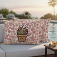 thumbnail image 5 of Happy Easter Pillow Covers 2 Pack Spring Rabbit Ears Potted Plant Pink Floral Linen Texture Pillowcase Waterproof Outdoor Throw Pillow Cover for Patio Balcony Rectangular Cushion 20”x12”, 5 of 9
