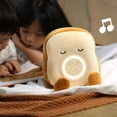 thumbnail image 3 of Alarm Clock Dimmable One-key Start Rechargeable Adorable Appearance Creative Shape Illumination Polyester Fiber 2-In-1 Lovely Plush Toast Shape LED Lamp Alarm Clock for Home, 3 of 10