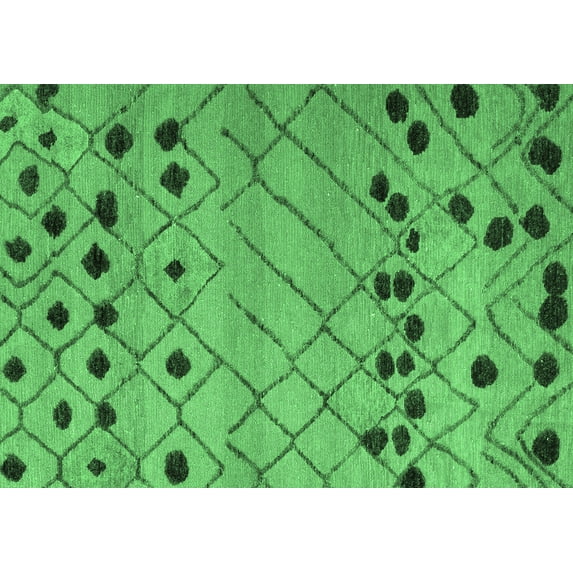 Ahgly Company Indoor Rectangle Abstract Emerald Green Modern Area Rugs, 7' x 10'