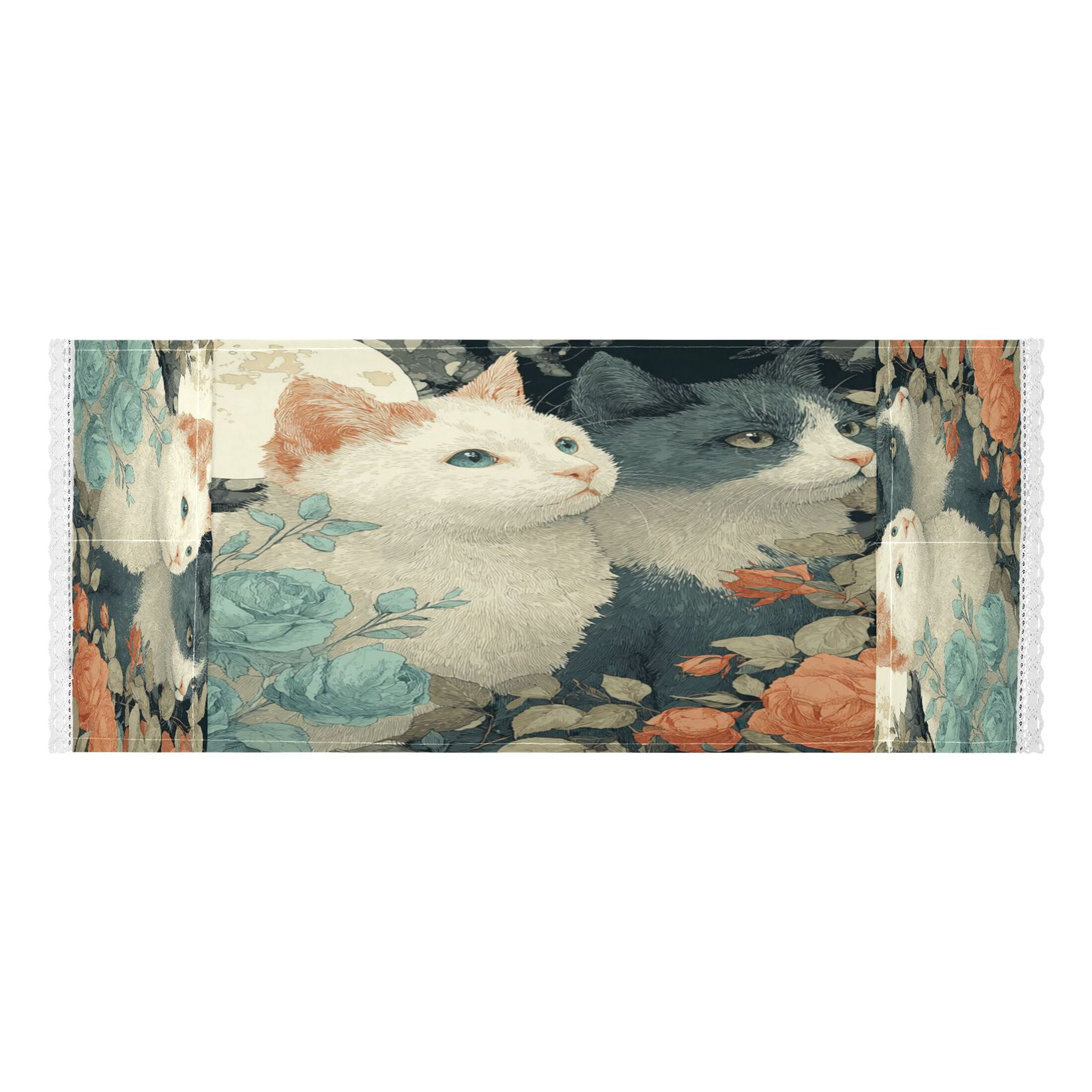 Wobogo Moonlit Cat Roses Washing Machine Cover Dustproof Washer Dryer Cover Waterproof Laundry Room Decorative Protector