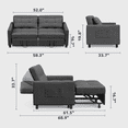 thumbnail image 2 of Pull Out Couch，Asofer 3-in-1 Convertible Loveseat Sofa Bed with Separate Ottoman & Adjustable Backrest,Sleeper for Guest Room，Small Apartment, Dark Gray, 2 of 13