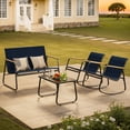thumbnail image 6 of Asofer 4-Piece Patio Furniture Set, Textilene Outdoor Bistro Set with 2 Rocking Chair for Lawn, Garden, Poolside (Blue), 6 of 10