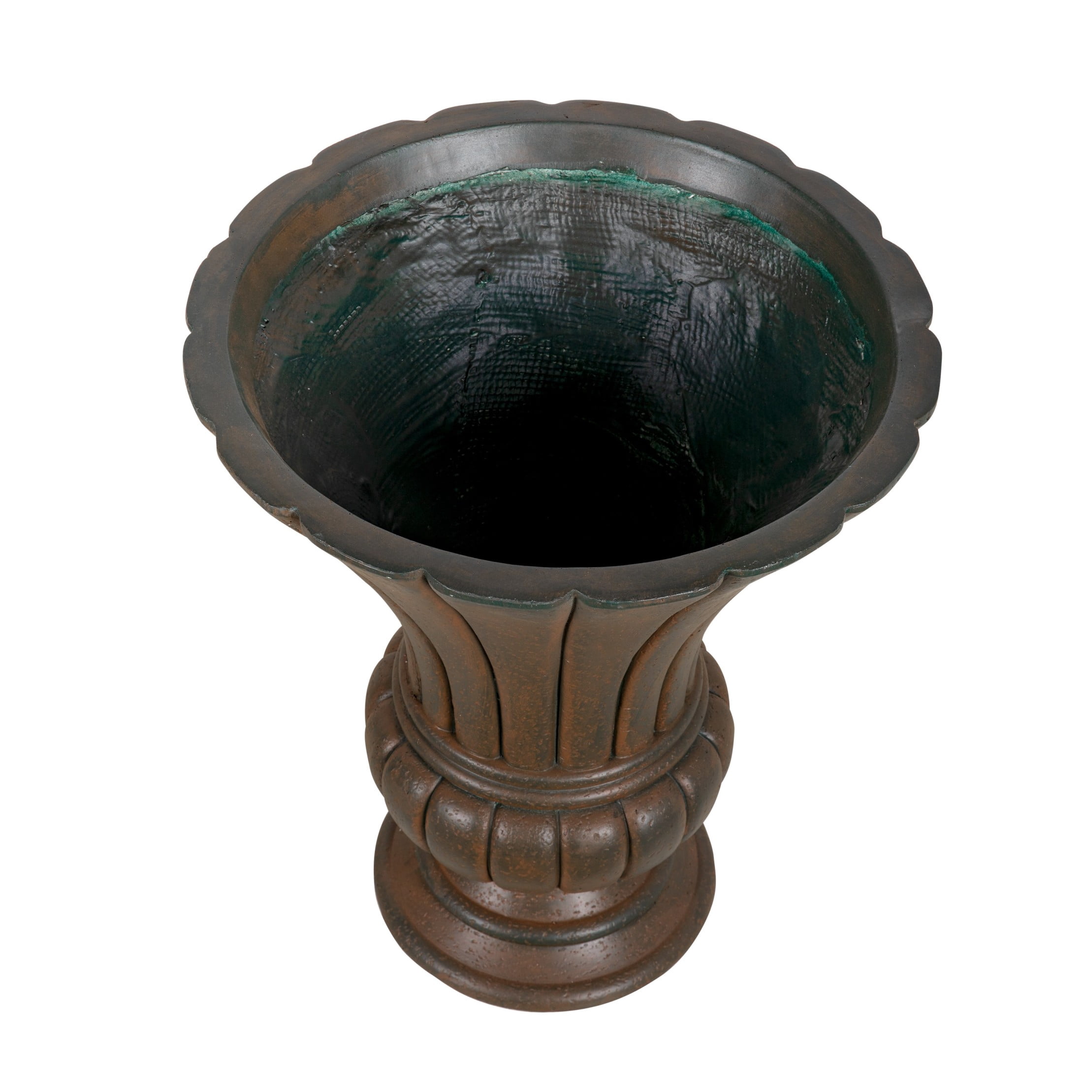 Christopher Knight Home 22.44" Fluted Pedestal Urn Planter, MGO Outdoor Flower Pot, Antique Bronze