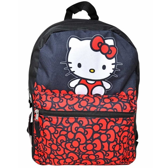 Hello Kitty Nylon Backpack 16" School Bookbag for Girls ages 3 
