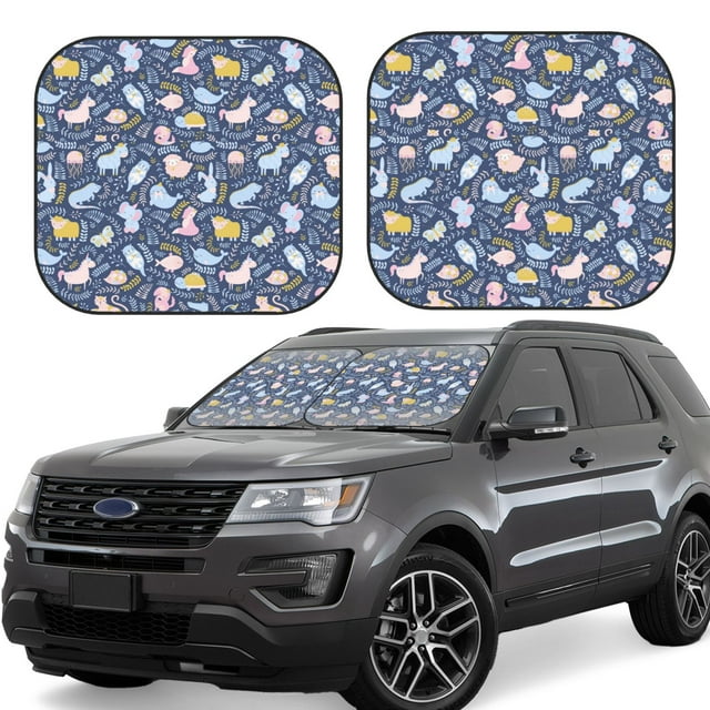 Fotbe Cute Baby Animals 2-Piece Car Windshield Sun Shade | Sun Blocker for Car Windshield | Foldable Automotive Interior Accessories for Sun Protection-Medium