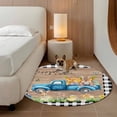 thumbnail image 2 of Black Plaid Easter Round Area Rug 3.3Ft Washable Circle Rugs for Dining Room Table, Truck Spring Floral Bunny Animals Wooden Non-Slip Carpet Floor Mats Indoor Outdoor Carpet Runner Home Decor, 2 of 8