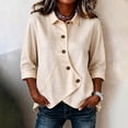 thumbnail image 4 of Summer Sales Womens Summer Tops Asymmetrical Placket Collar Linen‑Blend Button Casual Blouse Oversized Tshirts for Women, 4 of 9