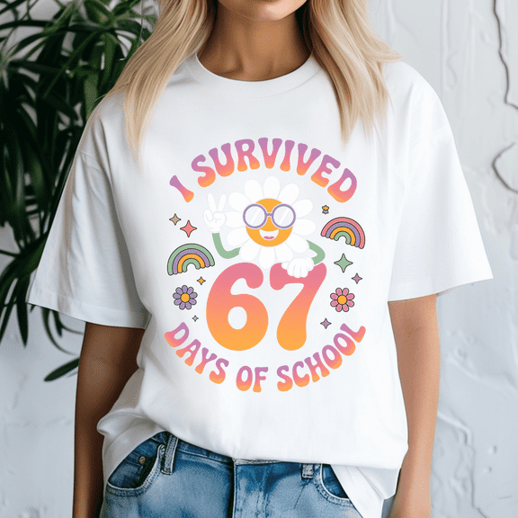 I Survived 67 Days of School, Funny Teacher School Shirt, Back to School Tshirt, Classroom Humor Tee, Teacher Student Gift