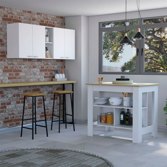 FM FURNITURE Surrey 2-Piece Modern Engineered Wood Kitchen Set in White/Oak