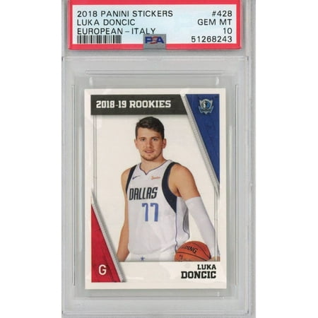 

Graded 2018-19 Panini Stickers Luka Doncic #428 European Italy Rookie RC Basketball Card PSA 10 Gem Mint