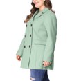 thumbnail image 4 of MODA NOVA Juniors Plus Size Double Breasted Mid-Length Overcoat Green 2X, 4 of 5