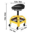 thumbnail image 3 of VEVOR Rolling Garage Stool, 300lbs Capacity, Adjustable Height from 24 in to 28.7 in, Mechanic Seat with 360-degree Swivel Wheels and Tool Tray, for Workshop, Auto Repair Shop, Yellow, 3 of 9