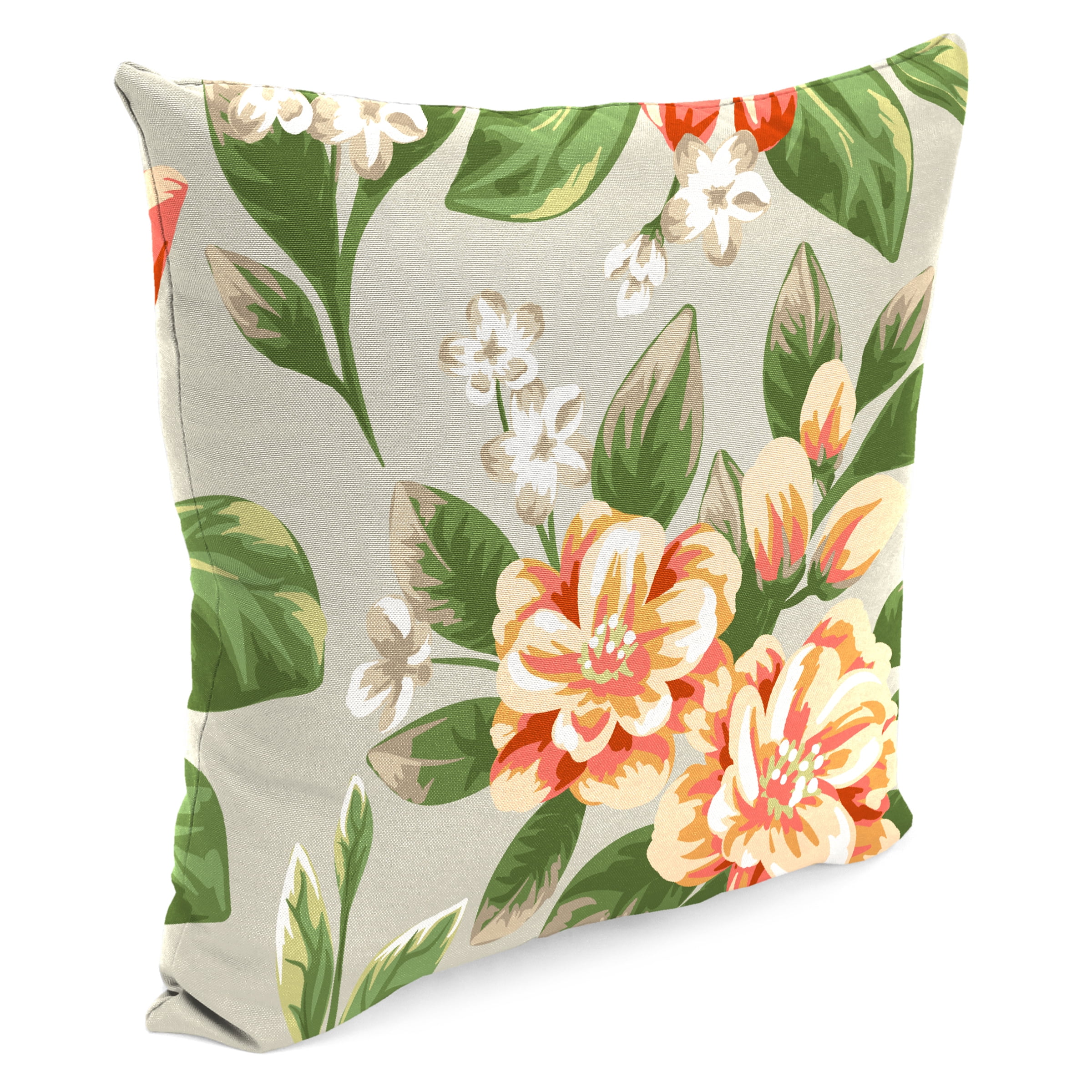 Jordan Manufacturing 16" x 16" Tori Cedar Grey Floral Square Outdoor Throw Pillow (2 Pack)