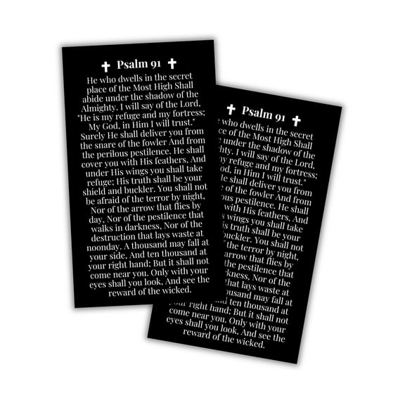 Psalms 91 Bible Verse Wallet Card in Black  30pk 2x3.5 Prayer Card Umbrella of Protection Shelter Whoever Dwells Rest in Shadow Poster Art Bracelet Driving Keychain First Time Drivers Angel