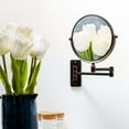 thumbnail image 6 of Ovente 7" Wall Mount Makeup Mirror, 1X & 10X Magnifier, Adjustable Spinning Double Sided Round Reflection, Extend, Retractable & Folding Arm, Bathroom & Vanity Décor, Antique Bronze MNLFW70ABZ1X10X, 6 of 10