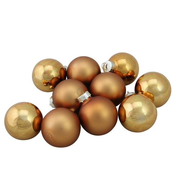 Northlight 10pc Shiny and Matte Glass Ball Christmas Ornament Set 1.75" - Copper