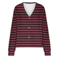 thumbnail image 5 of Hvyesh Womens Striped Cardigan Casual V Neck Long Sleeve Knitting Coat Open Front Button Down Fall Sweaters, 5 of 6