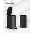 thumbnail image 2 of 2.6 Gallon/10 Liter Slim Trash Can, Stainless Steel Garbage Bin with Removable Inner Bucket, Step Trash Can Rectangle Waste Bin for Narrow Space, Kitchen, Bathroom, Office, Black, 2 of 6