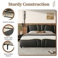 thumbnail image 6 of Harper & Bright Designs Queen Size Leather Platform frame with Wingback Headboard & Wavy Footboard, PU Upholstered Bedframe with Solid Wooden Slats Support, Black, 6 of 14