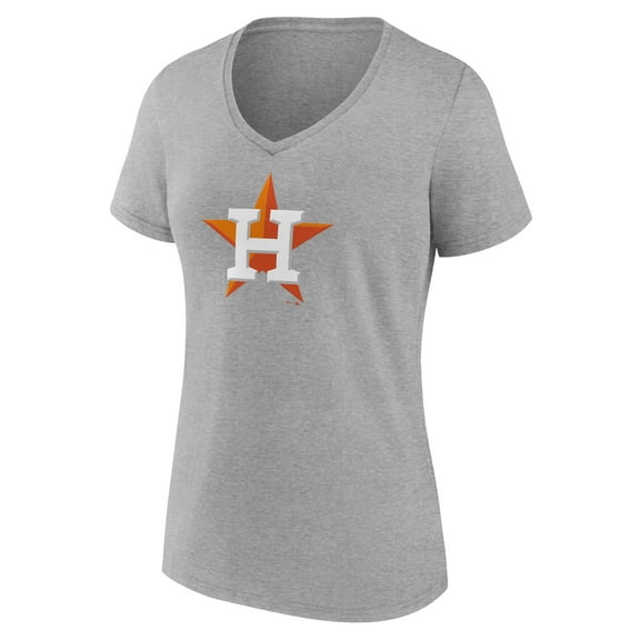 Women's Gray Houston Astros Official Logo V-Neck T-Shirt