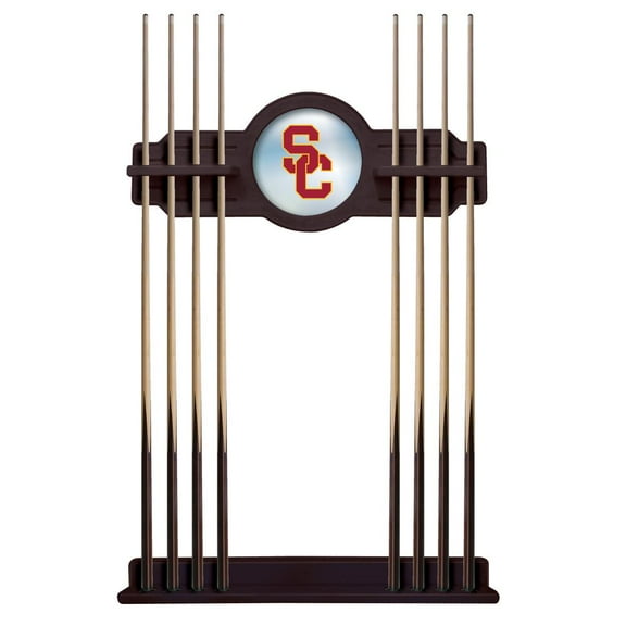 University of Southern California Solid Wood Cue Rack with a English Tudor Finish