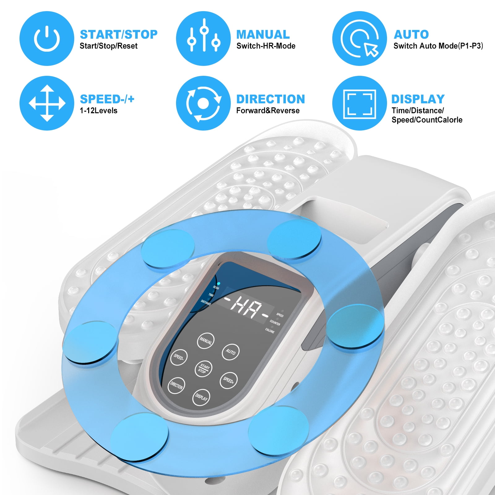 Funslim Under Desk Elliptical Machine, Electric Elliptical Exerciser for Senior, Quiet & Small Electric Seated Pedal Exerciser for Home with Remote Control，Display Monitor & 12 Adjustable Speeds