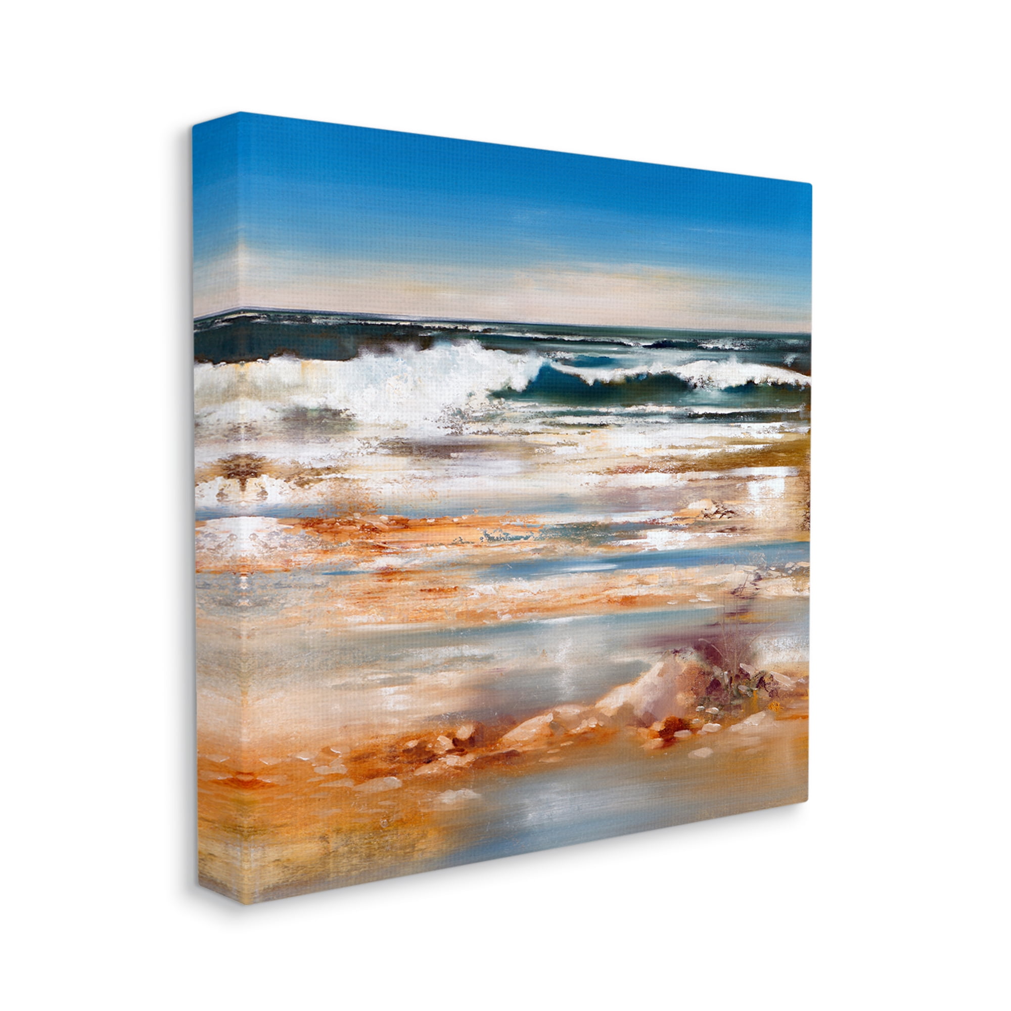 Stupell Industries Rolling Waves Abstract Shore Abstract Painting Gallery Wrapped Canvas Print Wall Art, 36 x 36