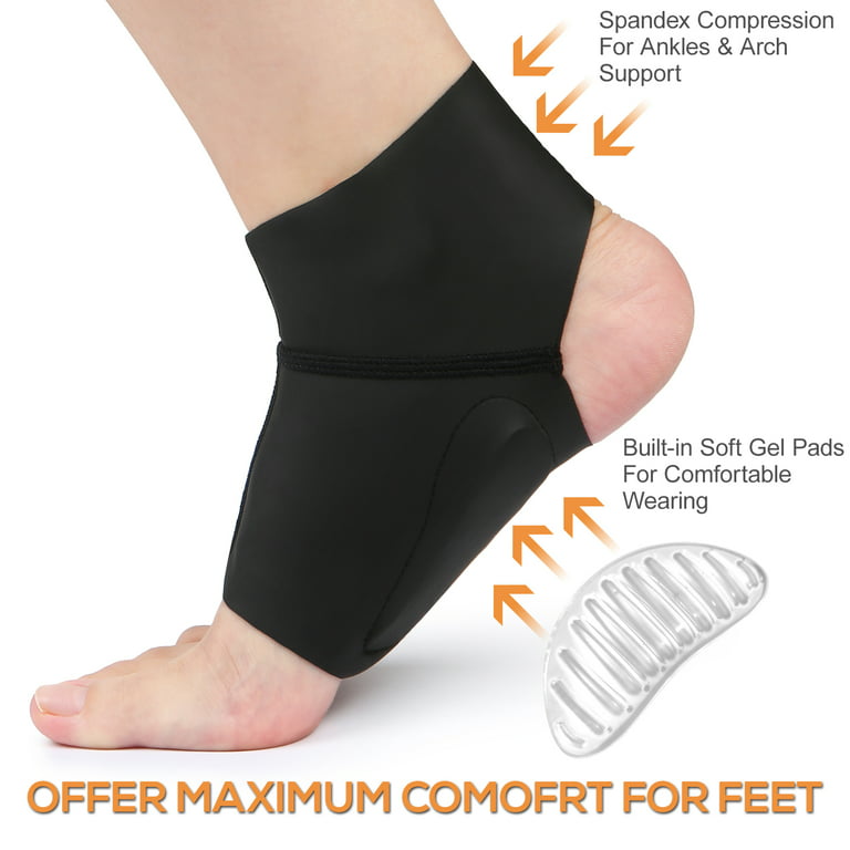 1 Pair Compression Arch Support Brace with Gel Ankle Protector Compression  Flat Foot Socks with Gel Inserts Insole Cushion for Ankle Arch Pain